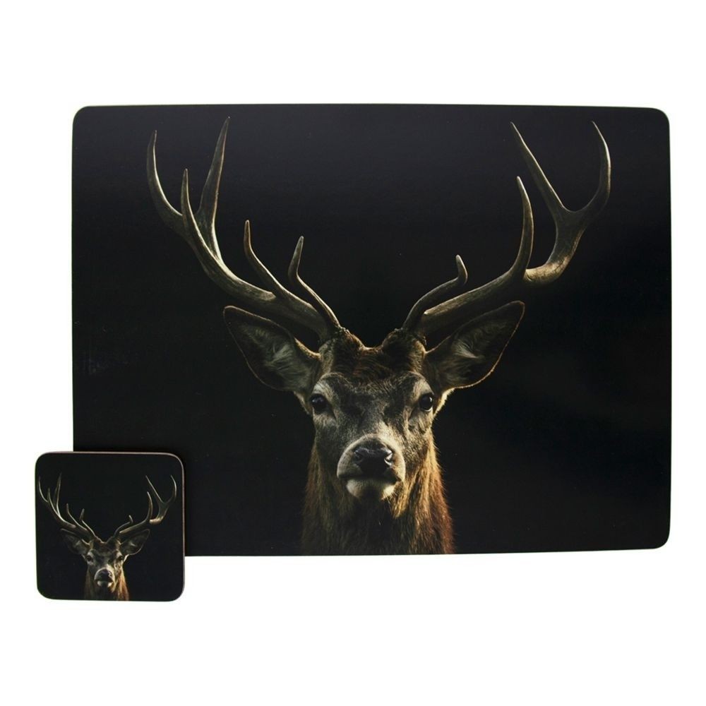 4ks pevné korkové prostírání s jelenem Black Deer - 30*40*0,4cm