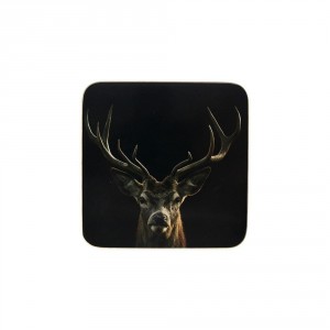 6ks pevné korkové podtácky s jelenem Black Deer - 10*10*0,4cm