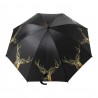 Černý deštník s jelenem Black Deer - Ø 105*88cm Barva: černá/hnědáMateriál: eukalyptový rám ze dřeva / tkaniny z polyesteru / oceliHmotnost: 0,3 kg