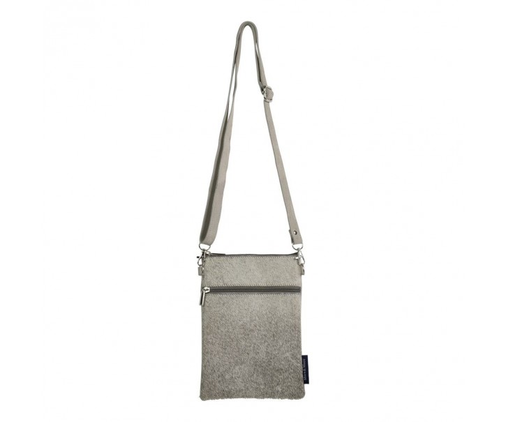 Šedá kožená crossbody kabelka - 23*17*1cm