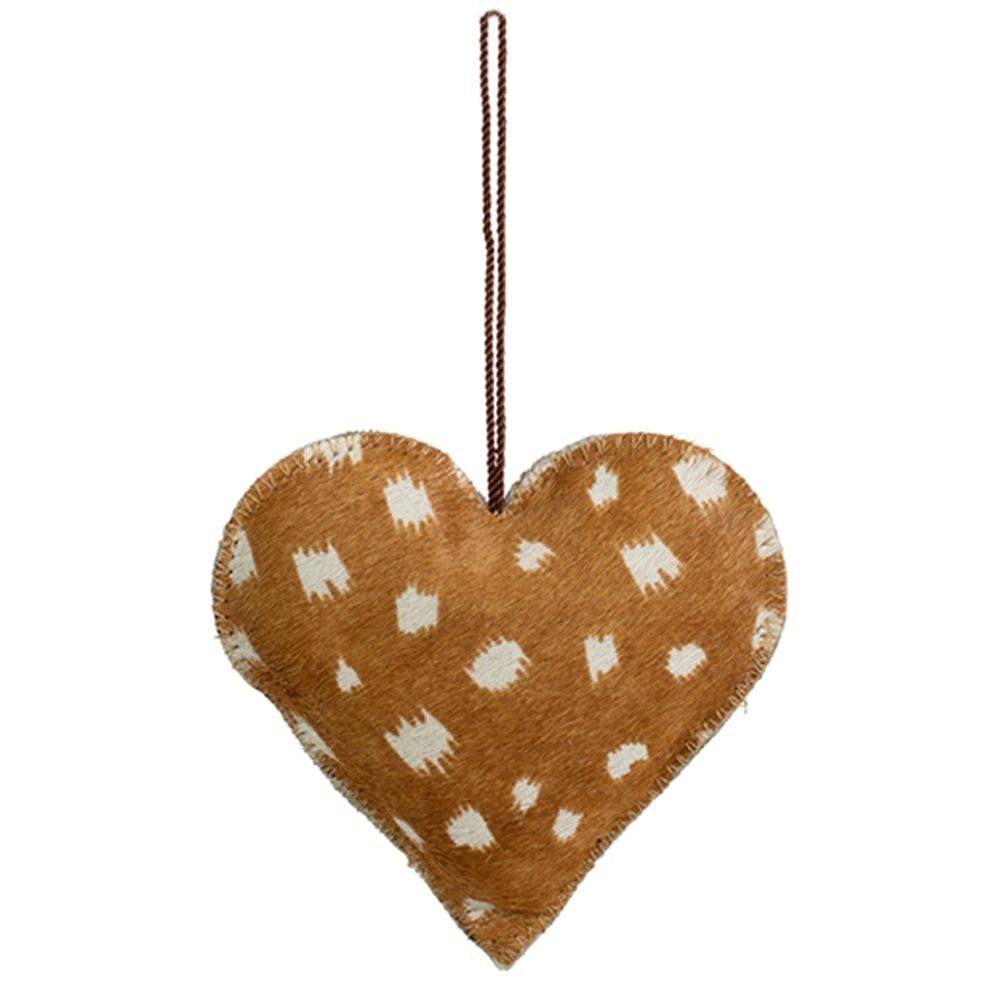 Závěsná dekorativní ozdoba velké srdce z hovězí kůže - 20*5*20cm Mars & More