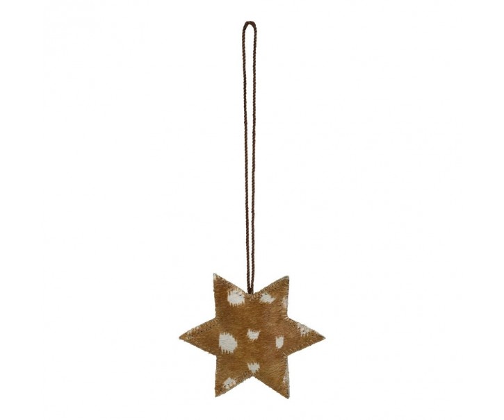 Závěsná dekorativní ozdoba malé hvězdy z hovězí kůže - 8*8*1cm