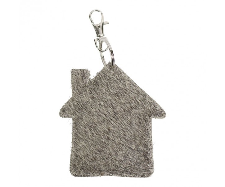 Klíčenka domeček šedý z hovězí kůže - 7*2*10 cm Mars & More 