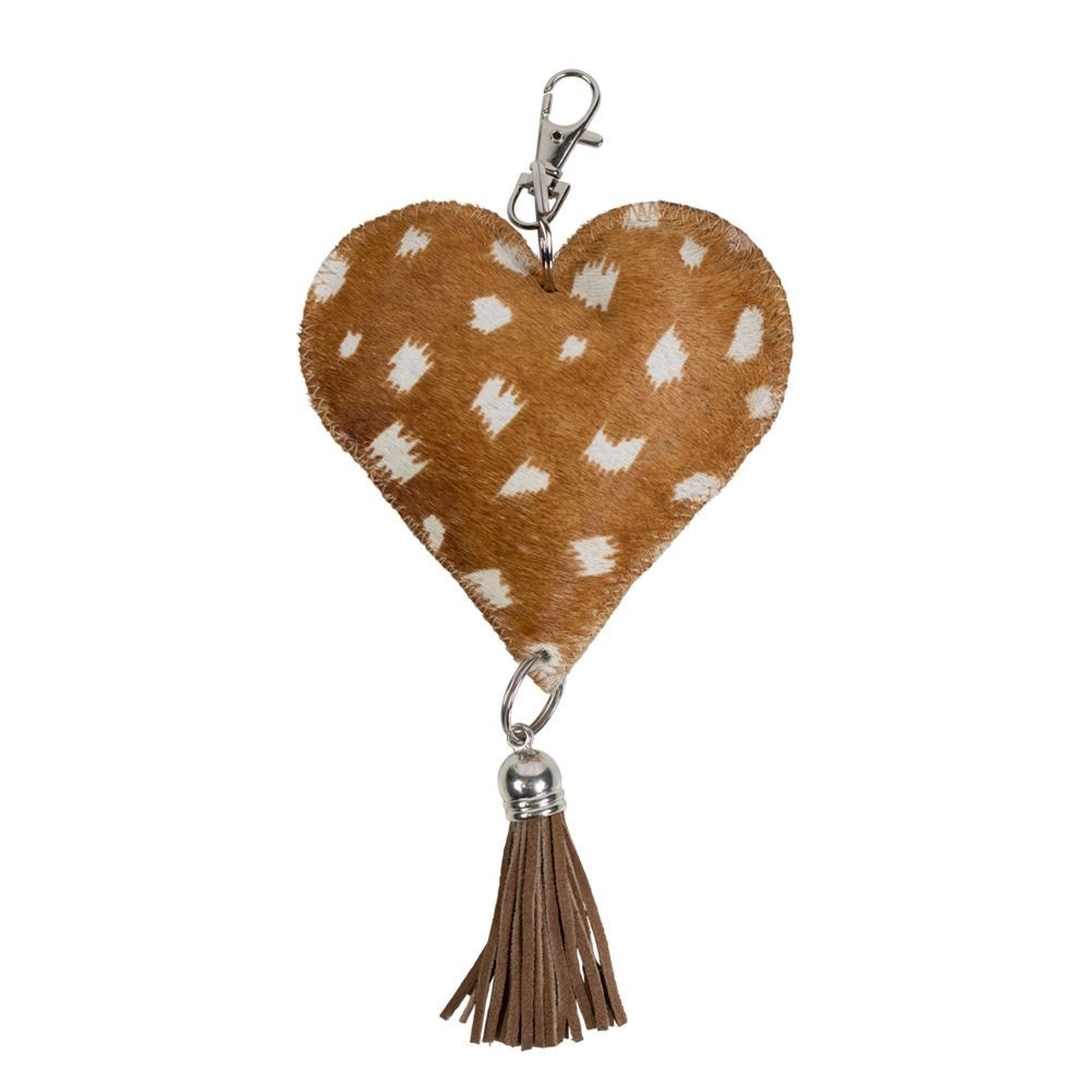 Klíčenka srdce Jelen z hovězí kůže - 10*3*19cm