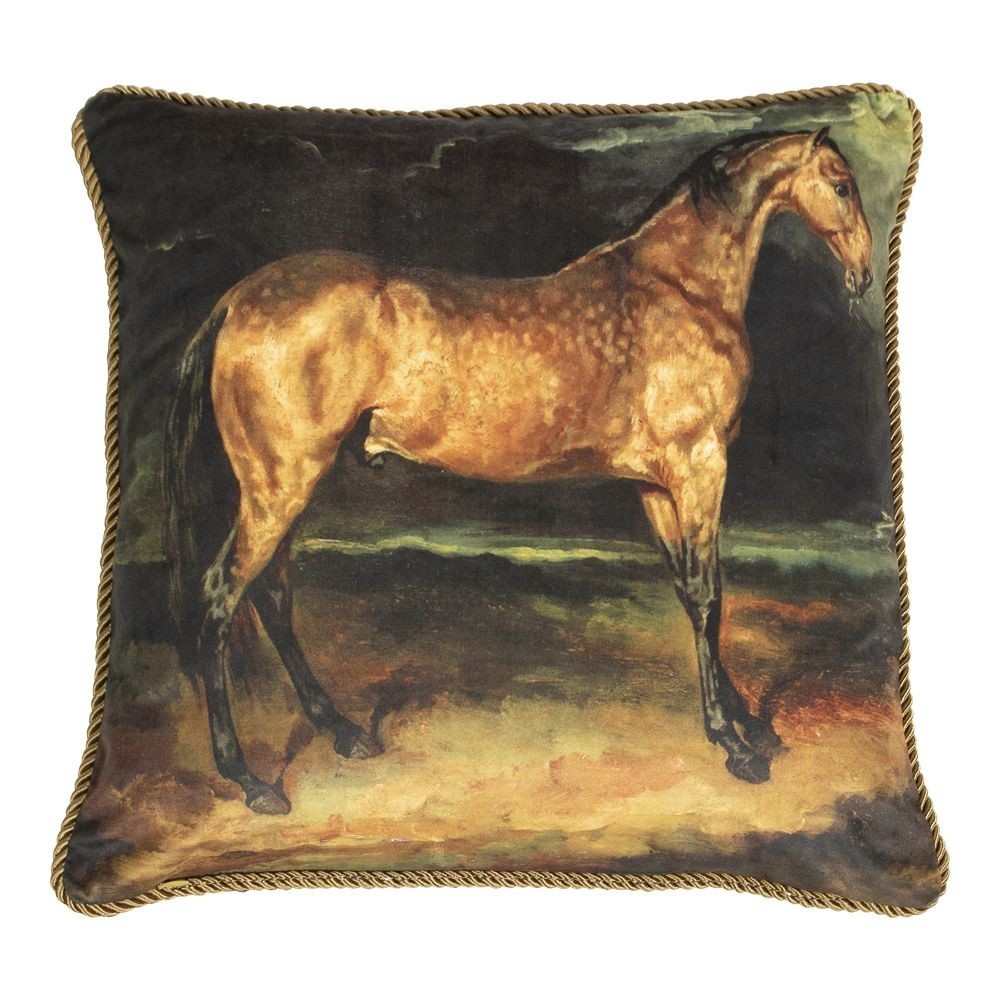Sametový polštář s motivem koně - 45*45*10cm