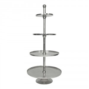 Stříbrný servírovací kulatý etažér se 4 patry 120 cm - 57*57*135cm