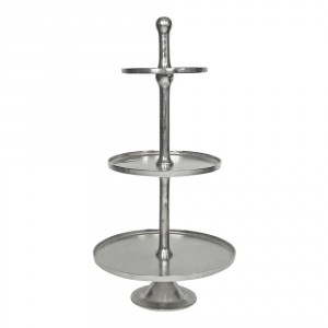 Stříbrný servírovací kulatý etažér se 3 patry - 80 cm - 47*47*98cm