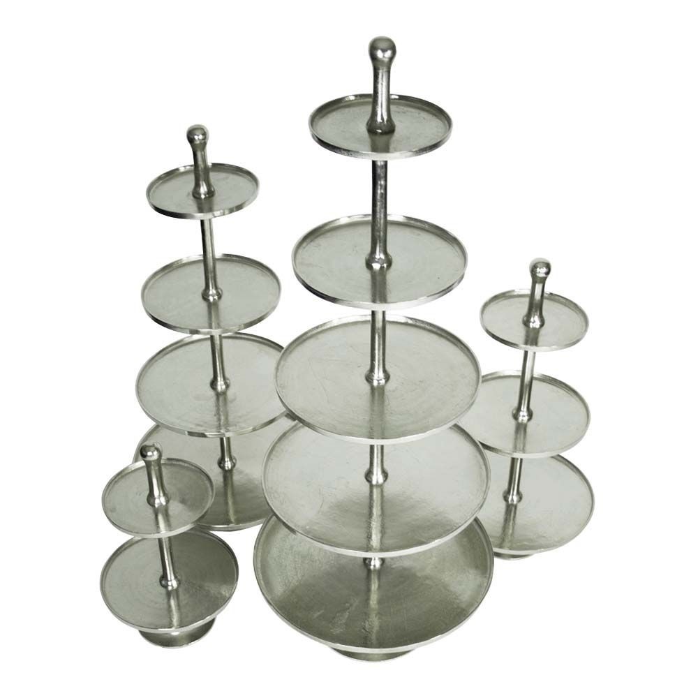 Stříbrný servírovací kulatý etažér se 3 patry - 80 cm - 47*47*98cm