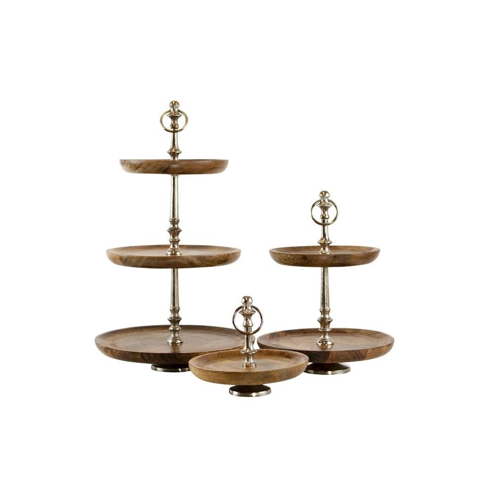 Dřevěno-kovový servírovací 2- patrový etažér Woodd - Ø25*34cm