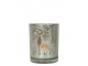 Skleněný svícen na čajovou svíčku s jelenem - 7*7*8cm