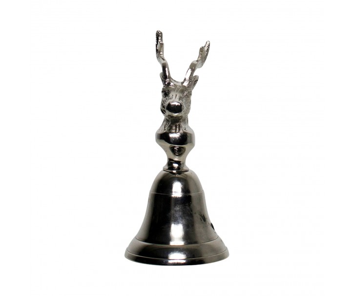 Stříbrný kovový zvonek jelen - 8*8*15cm