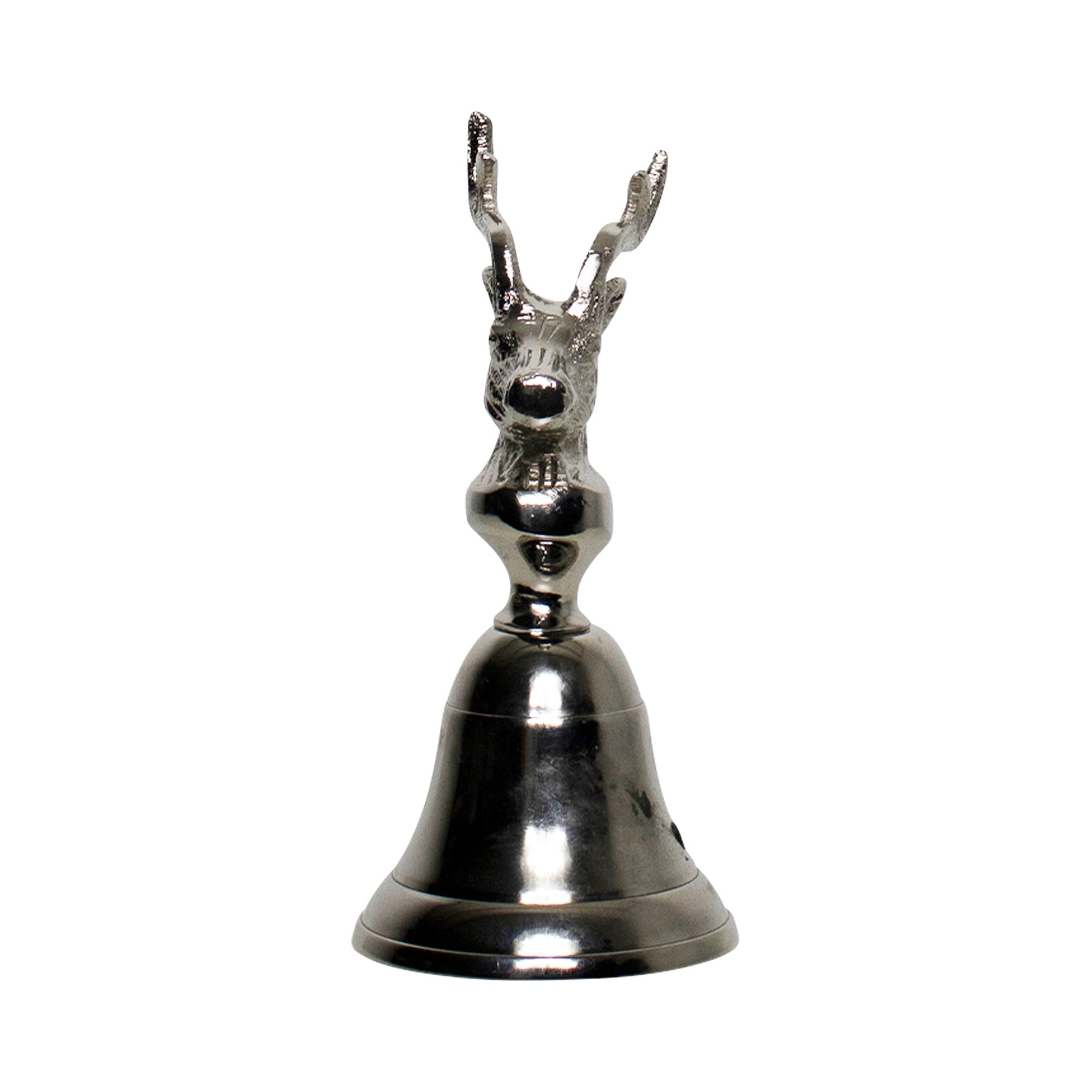 Stříbrný kovový zvonek s hlavou jelena - 8*8*15cm Mars & More