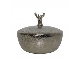 Stříbrná kovová miska s víkem Jelen - Ø 20,5*20,5cm