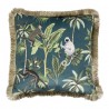 Petrolejový sametový polštář s třásněmi Jungle  - 45*45*10cm Barva: petrolejová/multiMateriál: samet / polyesterHmotnost: 0,62 kg