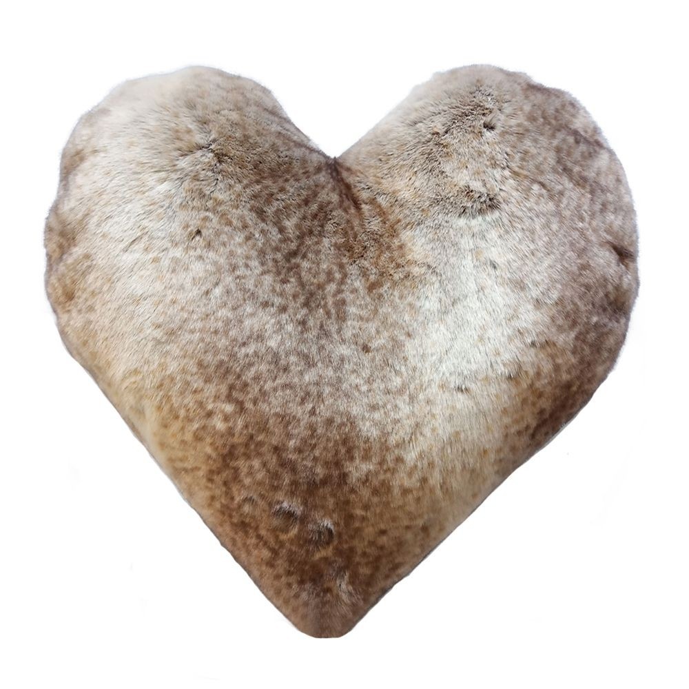 Bílo hnědý polštářek ve tvaru srdce Panther winter  - 45*45*15cm Mars & More