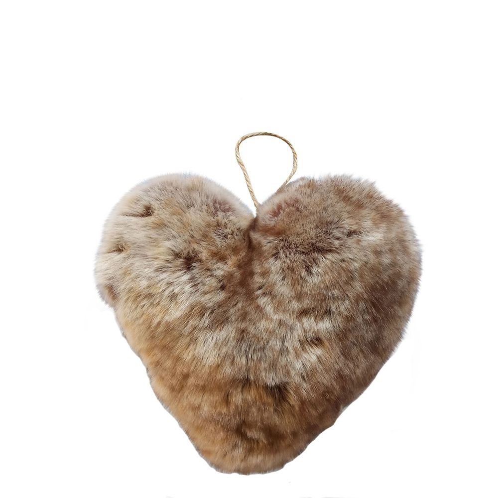 Závěsná dekorativní ozdoba chlupaté hnědé srdce - 15*6*15cm Mars & More