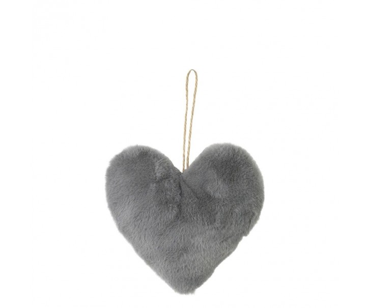 Závěsná dekorativní ozdoba šedé srdce - 10*5*10cm
