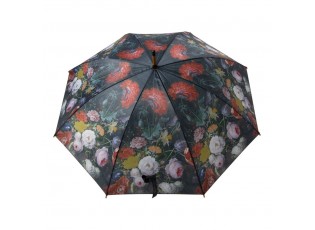 Černý deštník s květy Jan Davidsz - Ø105*88cm