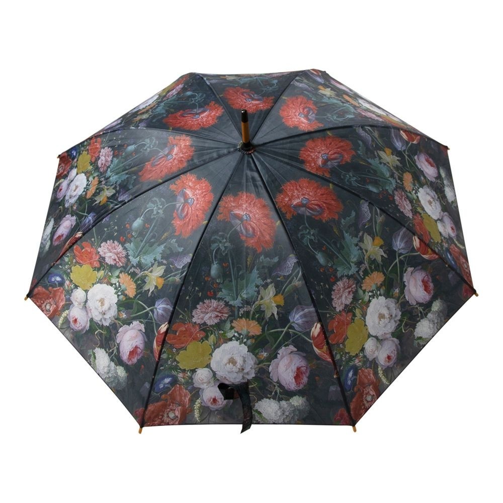 Levně Černý deštník s květy Jan Davidsz - Ø105*88cm BBPJDH