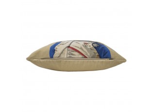 Béžový gobelínový polštář s motivem Buldočka v napoleonské uniformě - 45*15*45cm