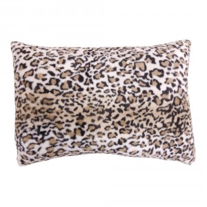 Bílo hnědý obdélníkový polštář Leopard - 40*60*15cm