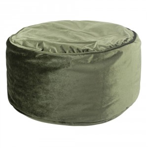Mechově zelený sametový kulatý puf Copper - 60*60*30cm