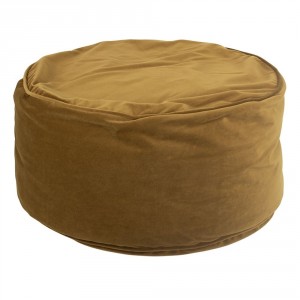 Měděný sametový kulatý puf Copper - Ø 60*30cm