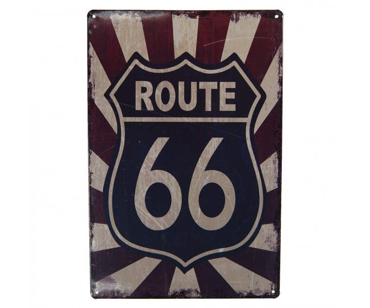 Kovová nástěnná cedule Route 66 - 20*30 cm