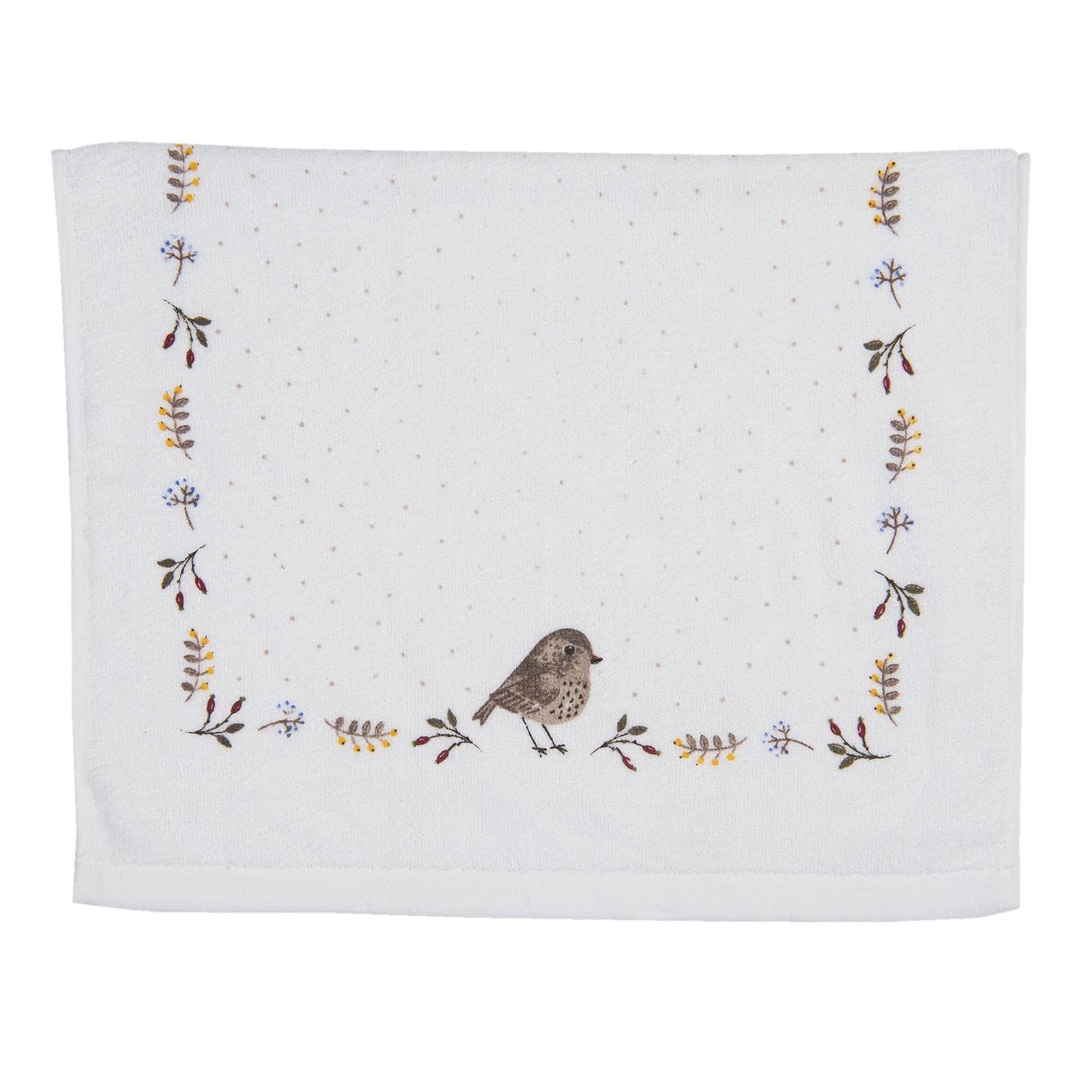 Kuchyňský froté ručník s motivem ptáčka Moineau - 40*66 cm Clayre & Eef