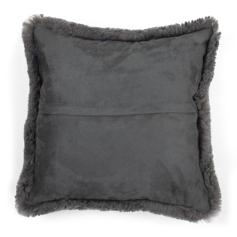 Šedý čtvercový polštář z ovčí kůže - 40*40*15cm