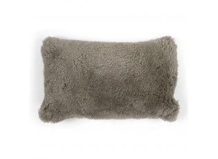 Hnědo šedý podlouhlý polštář z ovčí kůže - 50*30*15cm