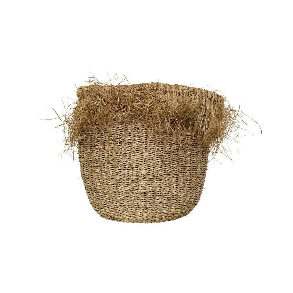 2ks květináče z mořské trávy s třepením - Ø 30*33cm/ Ø 25*27cm