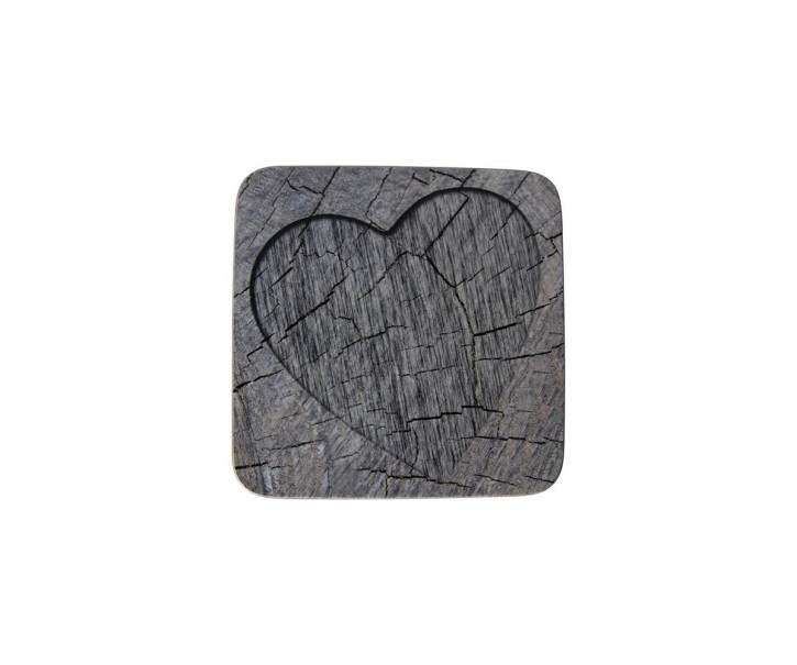 6ks šedé korkové podtácky srdce ve stromu Hearts grey - 10*10*0,4cm