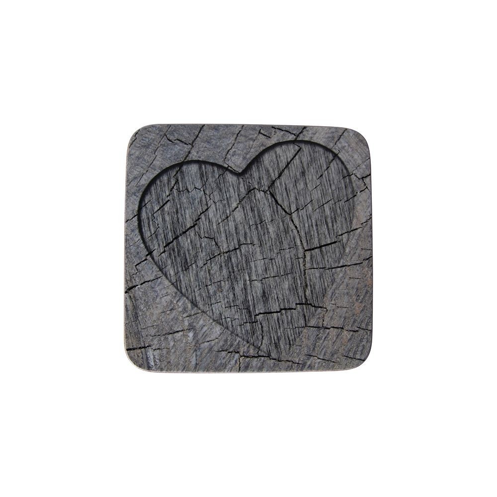 6ks šedé korkové podtácky srdce ve stromu Hearts grey - 10*10*0,4cm