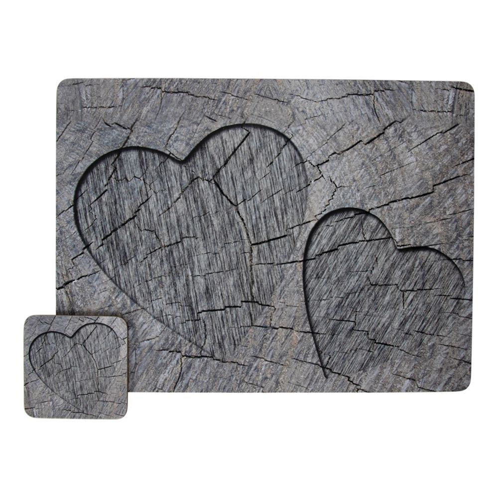 6ks šedé korkové podtácky srdce ve stromu Hearts grey - 10*10*0,4cm