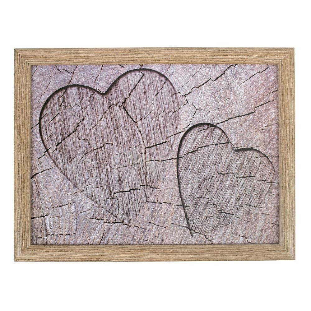Podnos na nohy s motivem srdce ve stromu Hearts grey - 43*33*7cm