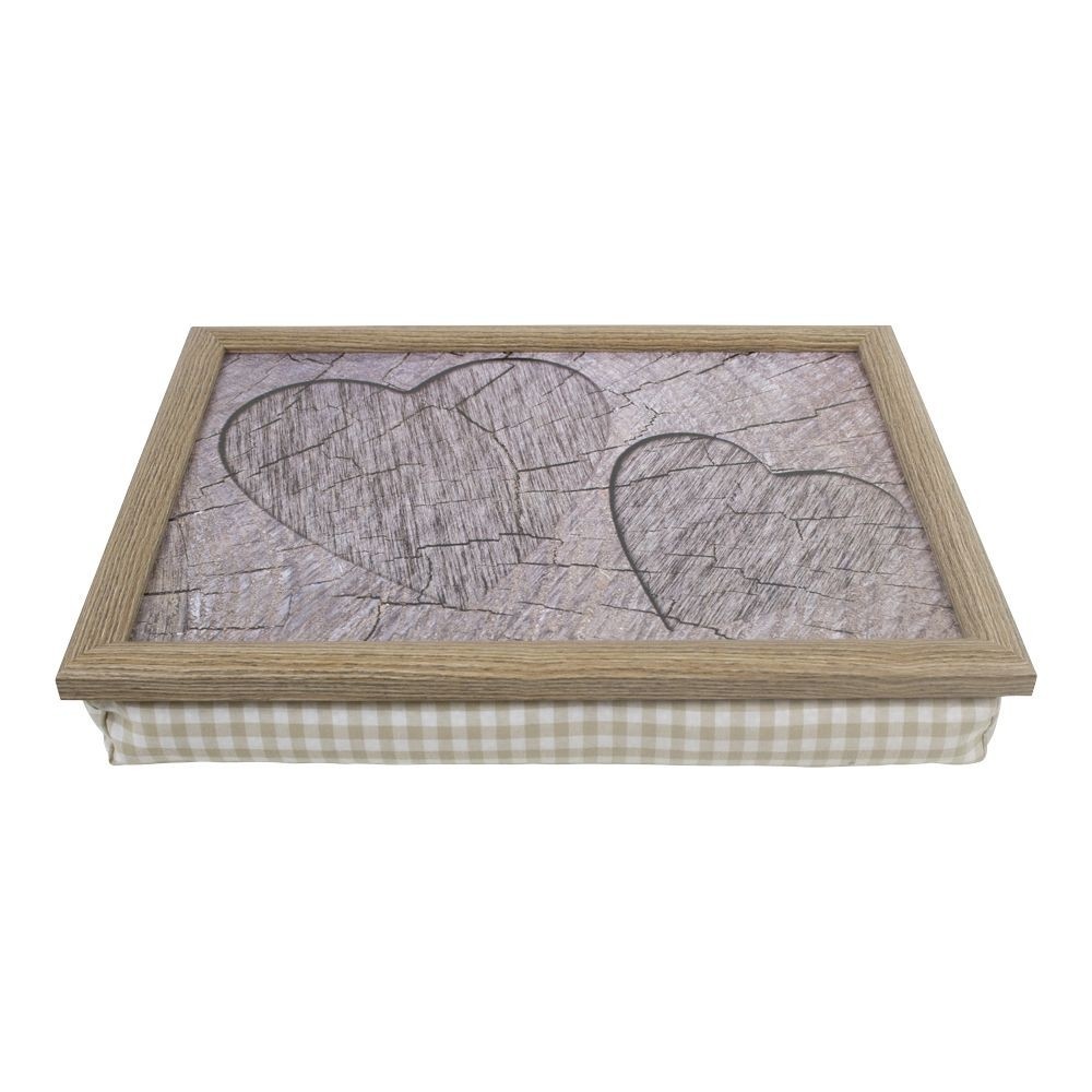 Podnos na nohy s motivem srdce ve stromu Hearts grey - 43*33*7cm