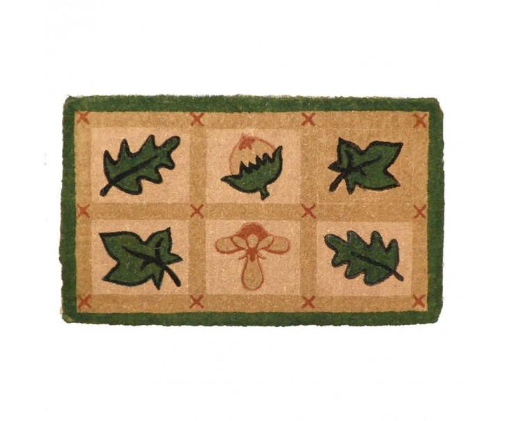 Rohožka z kokosových vláken s listy a houbami - 75*45*4cm