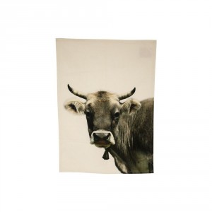 Béžová bavlněná utěrka s mmotivem švýcarské krávy - 70*50cm