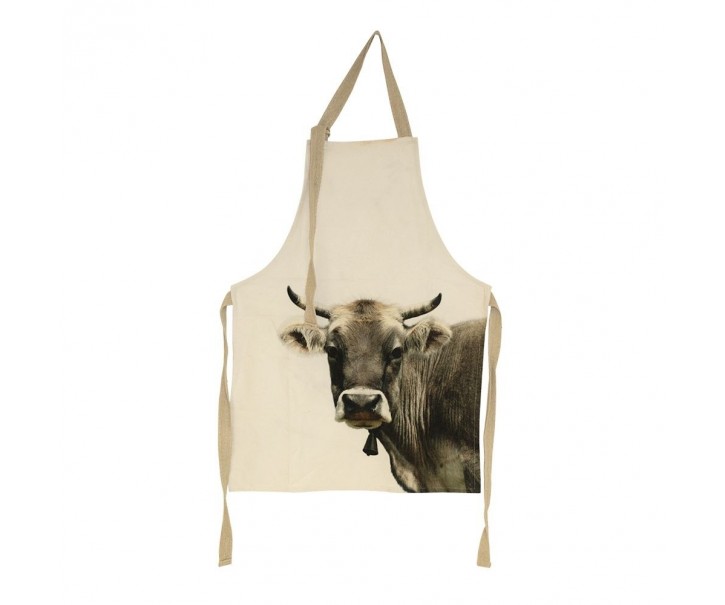 Béžová zástěra s motive švýcarské krávy - 83*61*0,3cm
