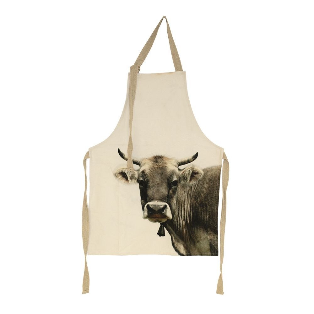 Béžová zástěra s motivem švýcarské krávy - 83*61*0,3cm Mars & More