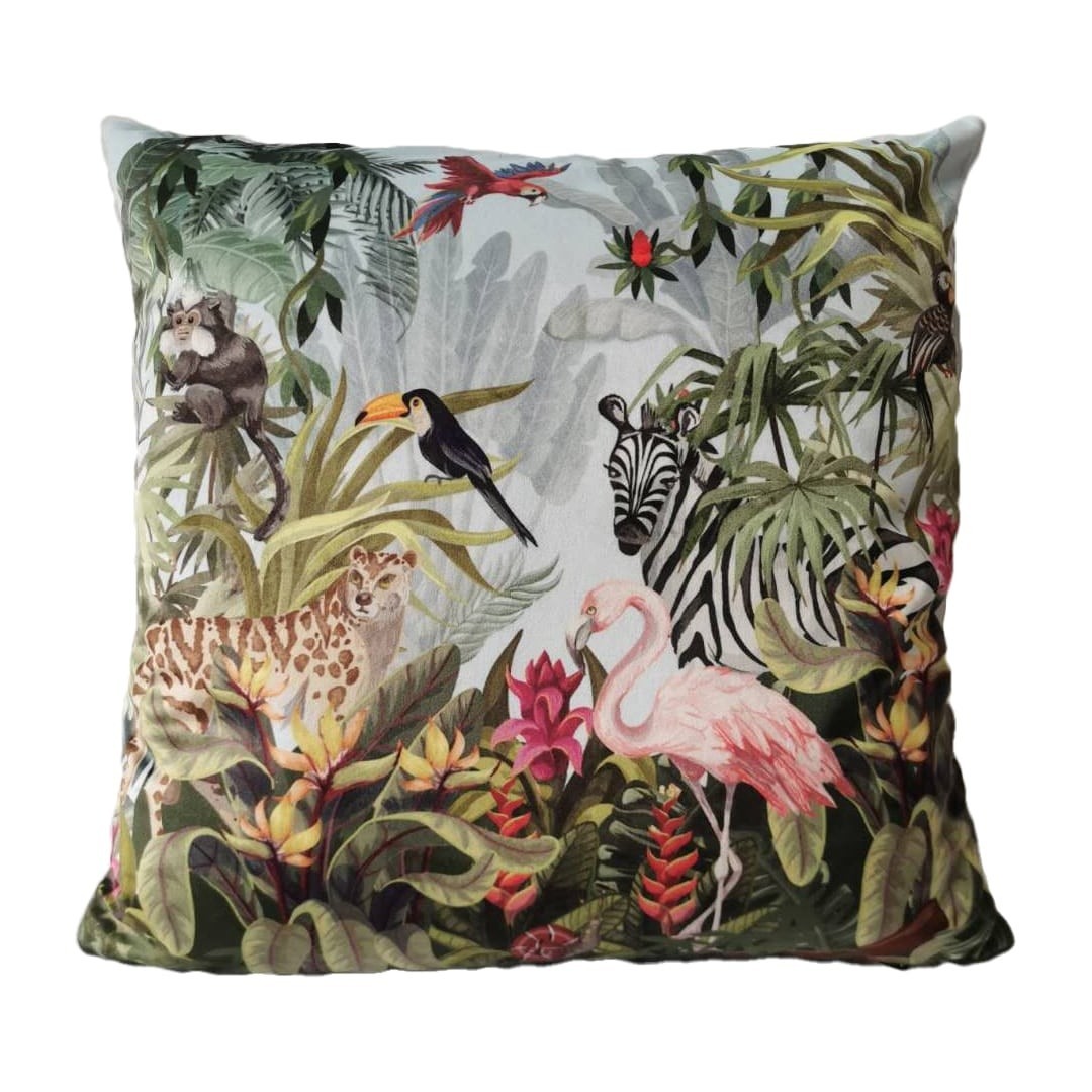 Sametový polštář s plameňákem Jungle Flamingo - 45*45*10cm Mars & More
