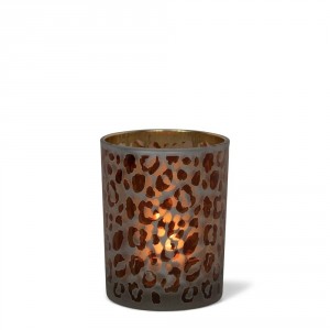 Skleněný svícen s motivem Leoparda S - 7*7*8cm