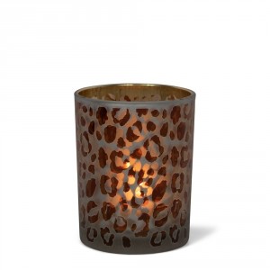 Skleněný svícen s motivem Leoparda M - 8*8*10cm