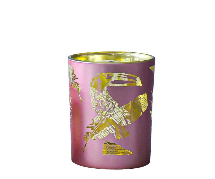 Růžový svícen na čajovou svíčku Toucan S - 7*7*8cm