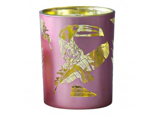 Růžový svícen na čajovou svíčku Toucan L - 10*10*12cm