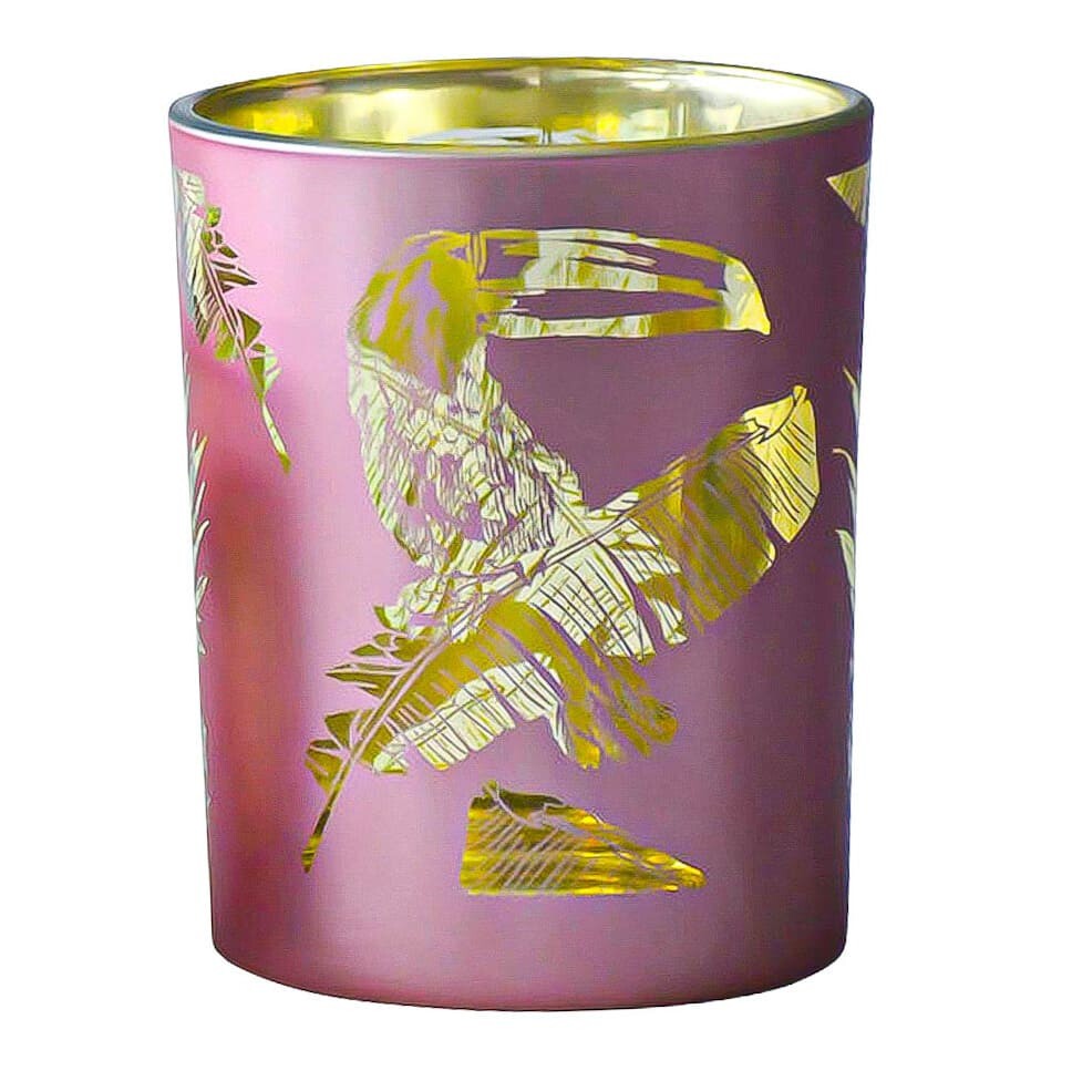 Růžový svícen na čajovou svíčku Toucan L - 10*10*12cm Mars & More