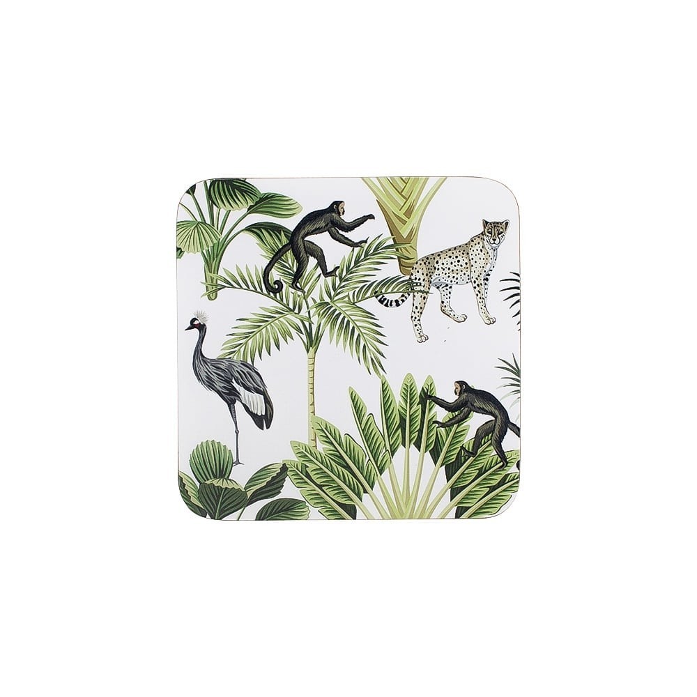 6 ks pevné korkové podtácky Jungle White - 10*10*0,4cm