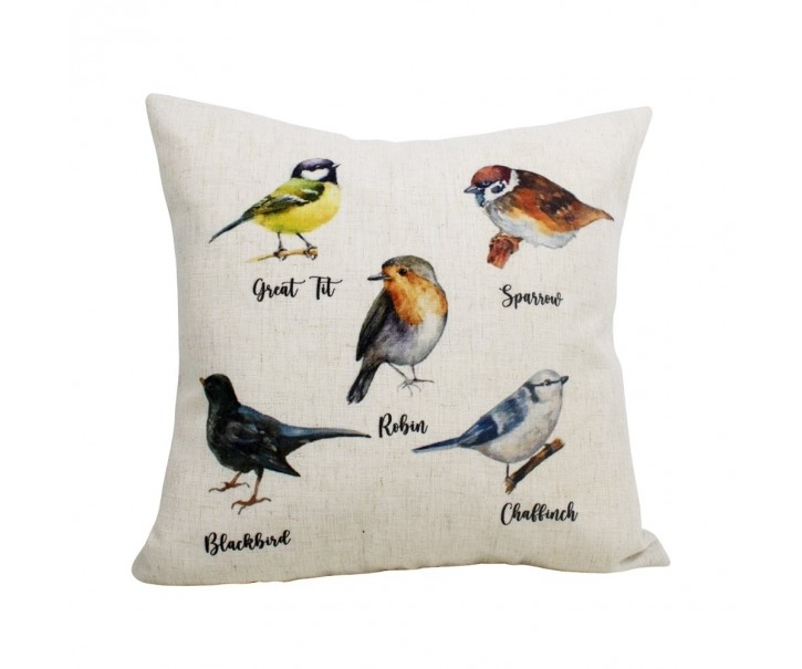 Lněný polštář ptáčci Garden birds - 45*45*10cm