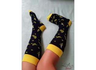 Veselé černé ponožky s banány - 35-38